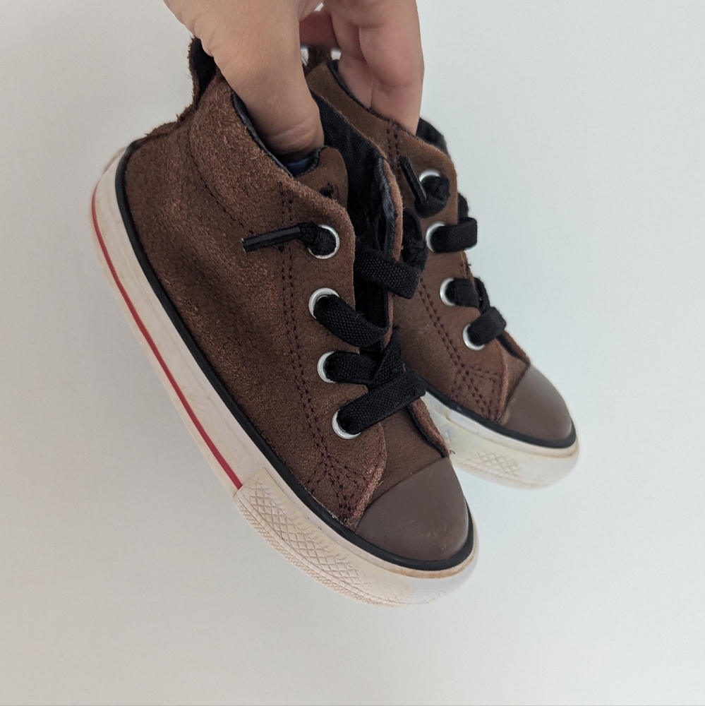 Converse Toddler Boy 7 Brown Leather Mid Top Shoes